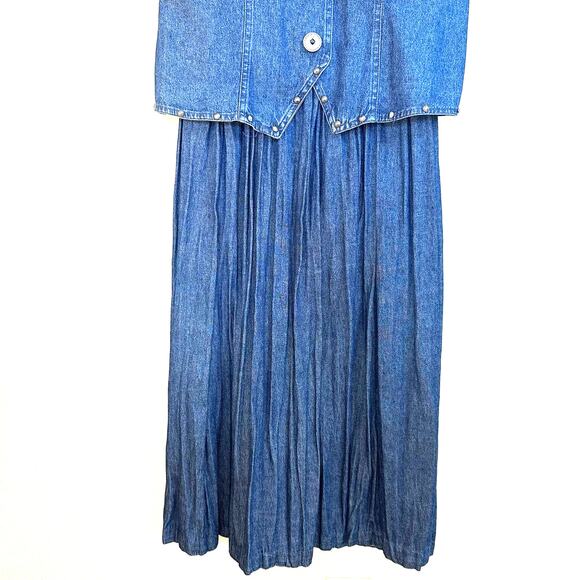 Vintage Stonebridge Women's Blue Denim Western Studded Midi Dress Size 8P - Picture 3 of 12